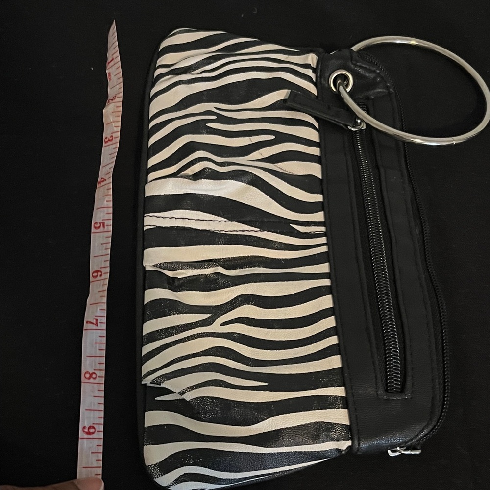 Xhilaration Zebra Stripe Clutch with Silver Accent